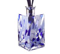 Mouth Blown Glass Reed Diffuser, Rectangle Shape, Large, 16cm Height x 7.5cm Width Clear, Blue & White