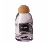 Mouth Blown Glass Storage Jar with Cork Ball Lid, Decorative Kitchen Container - Purple Moon