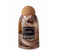 Mouth Blown Glass Storage Jar with Cork Ball Lid, Decorative Kitchen Container - Rustic Swirl