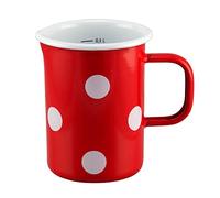 Mouth Enamel Measuring Cup Red with White Dots Diameter 8 x Height 12 cm 500 ml with Inner Scale