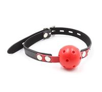 Mouth Gag Oral Fetish BDSM Bondage Restraints Erotic Toy Plug Adult Slave Gag Leather Sex Toy for Women Porn Accessories Tied Black Red One Size