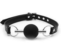 Mouth Gag SM Silicone Mouth Ball Gag Leather Metal Chain Adjustable Strap Bondage Restraints Gag Muzzles Ball Gag for Sex Play Toys SM Bite Gag