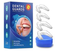Mouth Guard for Teeth Grinding, Teeth Grinding Guard 4 Pack, Night Tooth Guard, Moldable Gum Shield to Prevent Bruxism, Sleeping Mouth Guard for Adults and Children, 2 Sizes with a Travel Cases