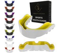 Mouth Guard Gum Shield - Professional Mouth Guard for Contact Sports, Rugby, Martial Arts, Karate, Rugby, MMA, Boxing, Hockey, Football Flexible for Youth & Adult (White Yellow, Senior)