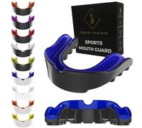 Mouth Guard Gum Shield - Professional Mouth Guard for Contact Sports, Rugby, Martial Arts, Karate, Rugby, MMA, Boxing, Hockey, Football Flexible for Youth & Adult (Black Blue, Junior)