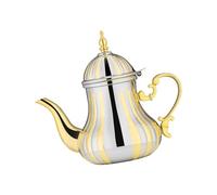 Mouth Turkey Teapot Stainless Steel Arabic Coffee Pots | Gold Silver Wide Mouth Hot Drink Server for Coffee Tea Service Curved Spout Home Dining Hot Water Serving Kettle