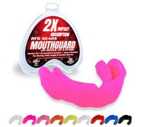 Mouthguard, Adult and Junior Gum Shield Slim Fit with Case for Boxing, Martial Arts, Judo, MMA, Rugby, Karate, Hockey and Other Contact Sports (Neon Pink, Adults (11+))