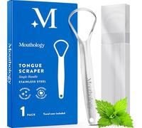 Mouthology Metal Tongue Scraper, Reduce Bad Breath in Seconds, Stainless Steel Tongue Cleaners for Adults, Metal Tounge Scrubber, Tongue Scraper Cleaner for Fresh Breath Tongue Brush (One Pack)