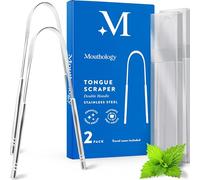 BASIC CONCEPTS Tongue Scraper (2 Pack), Reduce Bad Breath (Travel Cases Included), Stainless Steel Tongue Cleaners, Metal Tongue Scraper, Tongue Scraper for Adults - Fresher Breath in Seconds