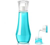 Mouthwash Dispenser for Bathroom, 8.8OZ Glass Mouth Wash Container Bottle with Lid Cup, Small Clear Refillable Mouthwash Dispenser Decanter for Countertop