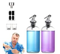 Mouthwash Dispenser Set | Glass Pump Bottle with Holder 16oz Frosted Containers withh Pour Spouts Bathroom Organizer Shot Glasses Funnel Labels | Refillable Decor for Bathroomm