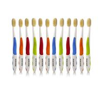 MOUTHWATCHERS Dr Plotkas Soft Flossing Manual Toothbrush for Adults, Ultra Clean, Good for Sensitive Teeth and Gums, Multicolor, 12 Pack