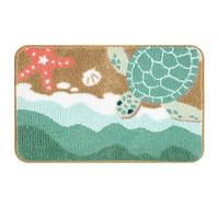Moutina Coastal Sea Turtle Bathroom Rug 20x32 Inch, Soft and Absorbent Tufted Beach Bath Mat Non Slip Washable, Ocean Nautical Turtle Bathroom Decor