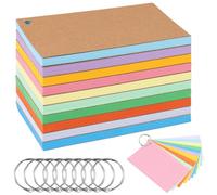 MOUYAT 10 Pack 1000 PCS A7 Revision Cards, Assorted Colors Flashcards, Blank Flash Cards with Metal Ring, Index Card for Revision, Study, Note Taking
