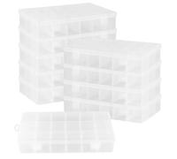 MOUYAT 10 PCS Compartment Storage Boxes, Snack Box with Compartments, 18 Removable Grids Organiser Storage Box for Jewelry, Snack, Cosmetics, Nuts, 23 x 11.7 x 4cm