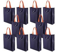 MOUYAT 10 PCS Foldable Shopping Bag, Large Reusable Grocery Bags, Washable Fabric Tote Bag for Grocery, Travel, Picnic, Camping, 35 x 12 x 45cm
