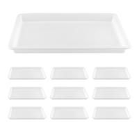 MOUYAT 10 PCS Large Plastic Activity Trays, White Art Crafts Tray Organiser Serving Tray For School, Home, Diy Projects, Painting, Beads, Organising Supply, 39 x 29 x 4cm