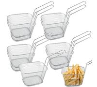 MOUYAT 10 Pcs Stainless Steel Chip Baskets for Serving, Small Food Frying Baskets with Handle, Mini Chip Pan Basket Food Presentation Baskets for Chips, Onion Rings, Fried Chicken, Fish, Vegetable