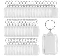 MOUYAT 100 PCS Clear Acrylic Plastic Photo Keyrings, Blank Keyrings, Photo Keyring Double Sided for Gift Giving, Photo Storage Display