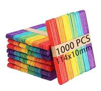 MOUYAT 1000 PCS 4.5 Inch Coloured Lollipop Sticks, 114 x 10 mm Colorful Wooden Popsicle Lolly Sticks, Natural Wood Craft Ice Cream Lolly Pops Stick for Arts Crafts, Model Making, Decoration, 6 Colors