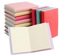 MOUYAT 12 Pack Mini Smiley Diary Notebook, 100 Sheets Pocket Notepad with Imitation Leather Cover, 6 Colours Small Notebook Memo Pads for Home Office School Travel, 8 x 13cm