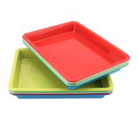 MOUYAT 15 Pcs Plastic Art Trays, 27.5x21x3cm Plastic Activity Trays Craft Organizer Tray, Multicoloured Plastic Tray for Classroom Art and Crafts Organizing, 5 Colors
