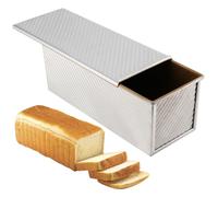 MOUYAT 2.2lbs 1000g Pullman Loaf Tin with Lid, 33 x 12 x 12cm Dough Non-Stick Bread Pan, Aluminum Alloy Loaf Baking Mould for Cake, Bread, Toast