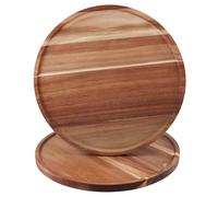 MOUYAT 2 PCS Round Wooden Trays, 30cm Decorative Candle Holder Tray, Coffee Table Tray, Wood Serving Trays for Restaurant, Bar, Kitchen, Home Decor