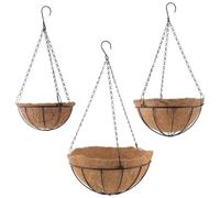 MOUYAT 3 PCS Hanging Baskets Outdoors, 8 Inch, 10Inch, 12 Inch Metal Hanging Planter Basket With Coco Liner, Round Wire Hanging Plant Pot for Indoor Outdoor Garden Decoration