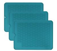 MOUYAT 3 PCS Silicone Dish Draining Mat, 30 x 40cm Draining Board Mats, Drip Tray for Dish Drainer, Non-Slip Sink Drainer Mat for Kitchen, Tabletop, Surface Protection, Debris Collection