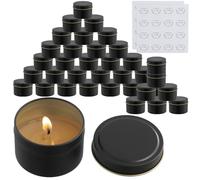 MOUYAT 36 PCS 4 oz Black Candle Tins, Empty Candle Jars, Candle Jars for Candle Making, Metal Candle Containers for Candle Making, DIY Craft Projects