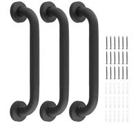 MOUYAT 3PCS 12 Inch Bathroom Grab Rail Non-Slip Bathroom Hand Rail, Stainless Steel Grab Rails for Elderly, Black Shower Grab Bar with Rolled Flower Design for Elderly, Disability