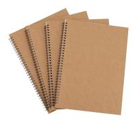 MOUYAT 4 Pack A4 Spiral Binding Notepad, 100 Sheets 200 Pages Lined Notebook, Kraft Cover Notebook Diary Planner Bulk Journals for Home Office School Travel