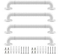 MOUYAT 4 PCS 40 cm Grab Rail, White Grab Rail for Bathroom Shower Hand Rail with Screw, Stainless Steel Grab Rail for Towel Rail, Disabled, Injured, or Elderly