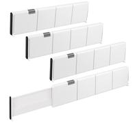MOUYAT 4 PCS Drawer Dividers 4'' High, 14.8'' to 21'' Adjustable Drawer Dividers, White Kitchen Drawer Organisers, Expandable Drawer Organisers for Clothes, Kitchen Storage, Bedroom, Bathroom, Drawer,