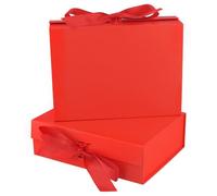 MOUYAT 4 PCS Gift Box Red, 23×17×7cm, Magnetic Gift Boxes with Lids and Ribbon, Fold Gift Box for Presents, Christmas, Birthday, Party, Wedding