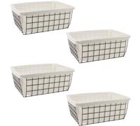 MOUYAT 4 PCS Wire Storage Basket with Removable Liner, Stackable Chest Freezer Baskets, Black Wire Basket Storage Organiser with Handle for Kitchen, Bathroom, Pantry, Closet, Cabinet, Freezer, Shelf