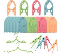MOUYAT 40 PCS Travel Hangers with Clothes Pegs, 4 Colors Foldable Plastic Coat Hangers Space Saving, Portable Clothes Hanger for Home, Travel, Camping, Indoor and Outdoor