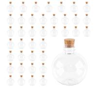 MOUYAT 40PCS Plastic Potion Bottles, 200ml Round Craft Bottle with Cork, Clear Sand Art Bottles for DIY Crafts, Party Drinks, Magic Potions, Wedding Favours