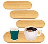 MOUYAT 4PCS 28cm Small Serving Tray, Bamboo Tea Tray, Natural Wooden Oval Trays, Large Wooden Trays, Wood Serving Plate for Tea, Coffee, Fruits, Dessert