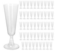 MOUYAT 50 PCS 5oz Plastic Champagne Flute, 150 ml Champagne Flute, Clear Champagne Glasses Plastic Wine Glasses for Cocktail, Parties, Weddings, 16.1 x 5.5 cm