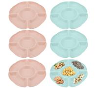 MOUYAT 6 Pack Plastic Serving Platter, Compartment Serving Platters, Fruit Platter Tray, Movie Night Snack Tray for Parties, Appetizers, Nuts, Fruits, Dessert, 24.5cm