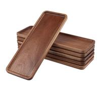 MOUYAT 6 Pack Wood Serving Trays, 30 x 10.5 cm Wooden Serving Board, Charcuterie Boards, Rectangle Wooden Platter Tray for Appetizer, Coffee, Snacks, Sushi