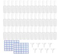 MOUYAT 60 PCS 30ml Clear Spray Bottles, Plastic Fine Mist Spray Bottles with Funnels And Labels, Plastic Refillable Spray Travel Bottle for Essential Oils, Perfumes, Floral Waters