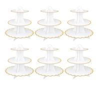 MOUYAT 6PCS 3 Tier Cake Stand Cardboard, White Cupcake Stand, Round Cardboard Dessert Holders, Dessert Tower for Party, Birthday