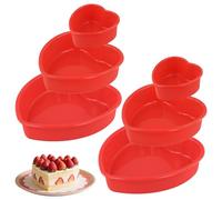 MOUYAT 6PCS Love Heart Cake Tin, Silicone Heart Shaped Cake Tin, 9" 7" 4" Heart Cake Tin, Non Stick Love Moulds Silicone Love Baking Tin for Muffins, Puddings, Bread