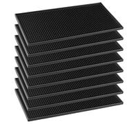 MOUYAT 8 PCS Black Bar Mats, 12" x 6" Service Bar Mat, Bar Mats for Home Pub, Coffee Bar, Bar Service Spill Mat for Kitchen, Countertop, Hotel