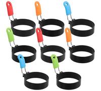 MOUYAT 8 PCS Round Egg Rings, Stainless Steel Egg Rings for Frying, Nonstick Egg Rings with Handle for Fried Egg Crumpet Pancakes