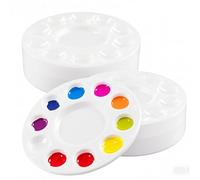 MOUYAT 80 PCS Paint Tray 16.5 cm Plastic Round Paint Palette, White Paint Palette with 10 Wells for Acrylic Oil Watercolor Painting, DIY Craft, Play Party at Home
