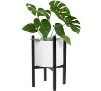 MOUYAT Adjustable Plant Stand, Modern Flower Pot Holder Plant Rack for 24-36cm Plant Pot, Black Metal Plant Display Rack Stand for Indoor Outdoor Use